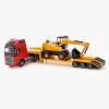 Emek Legetøjsbiler & -Fartøjer-Volvo Transportmidler Blokvogn & Gravemaskine, Rød