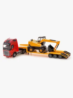 Emek Legetøjsbiler & -Fartøjer-Volvo Transportmidler Blokvogn & Gravemaskine, Rød