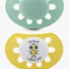 Esska Sutter & Suttesnore-Classic Myre Silikone Sut 2-pak 4-36 m, Green/Yellow