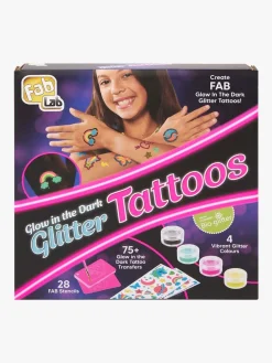 Fabelab Kreativt Legetøj-FAB LAB Glow In The Dark Glitter Tatoveringssæt