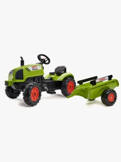 Falk Pedal- & Gåbiler-Pedaltraktor med Trailer, Grøn