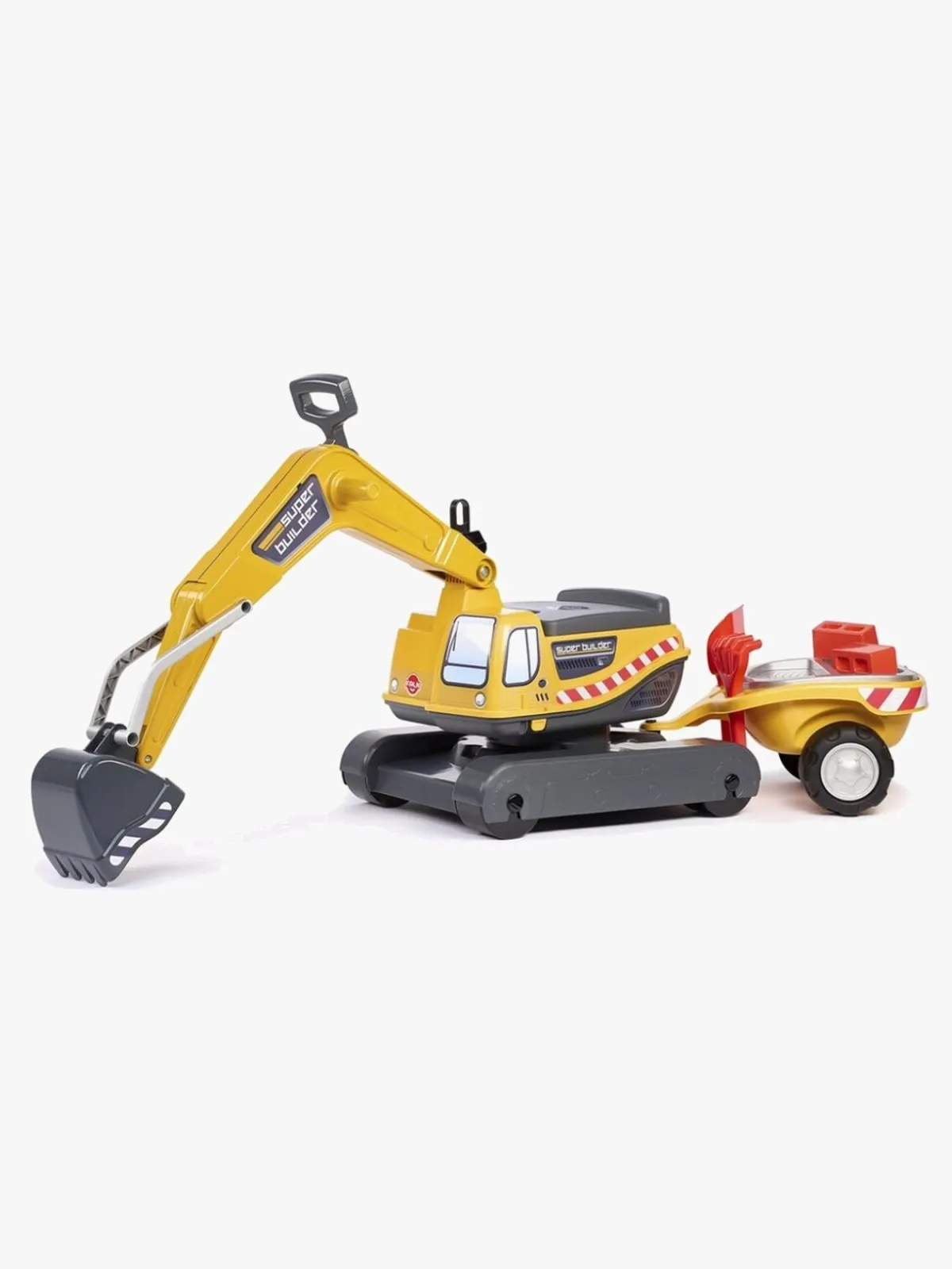 Udelegetøj|Falk Ride-on-gravemaskine Super Builder inkl. Anhænger, Gul