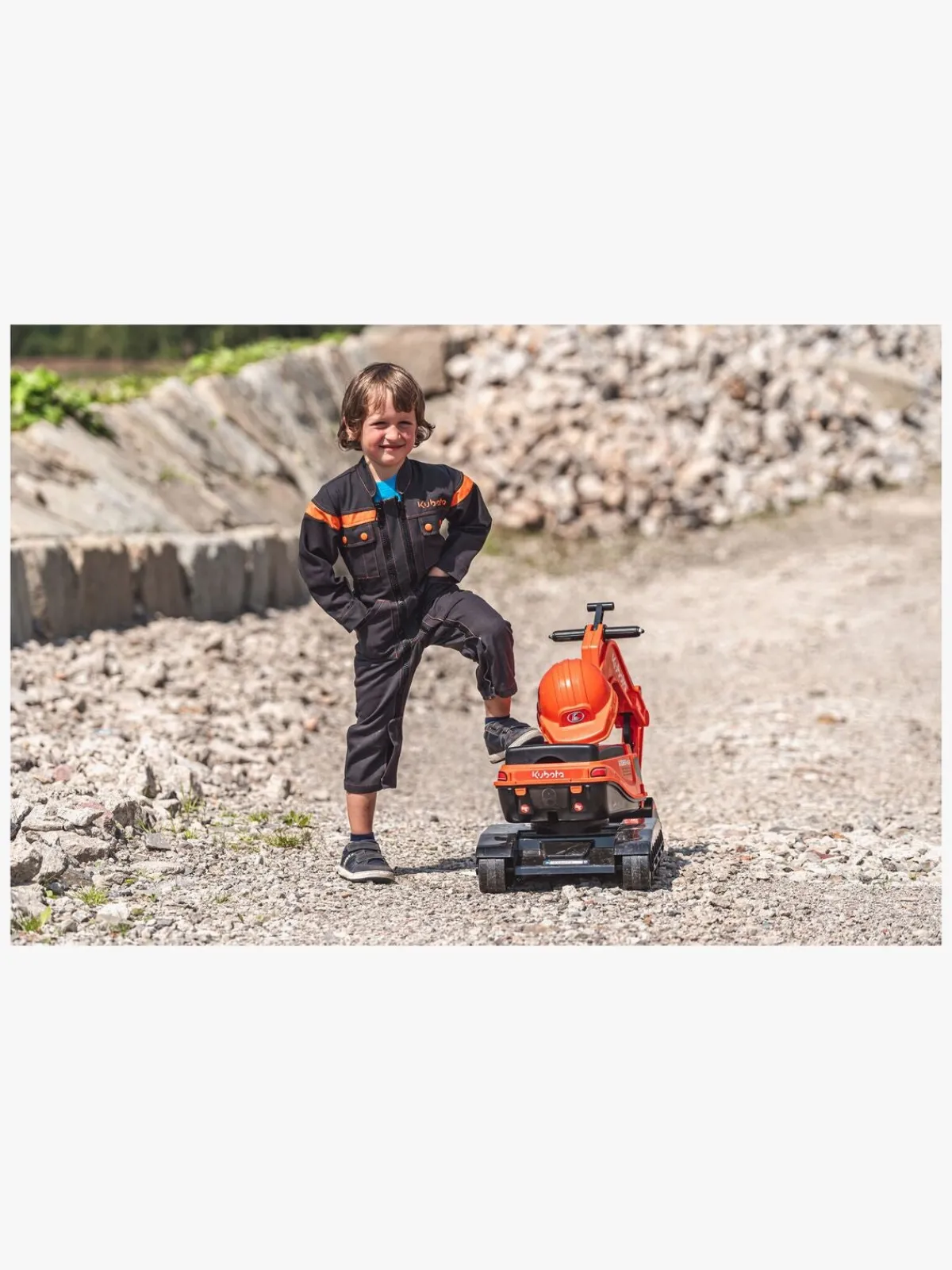 Udelegetøj|Falk Ride-on-gravemaskine Super Builder inkl. Hjelm, Orange