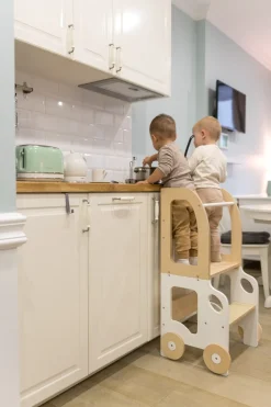 Børn FamilySCL Family-scl Bil Læringstårn, Hvid/Natur
