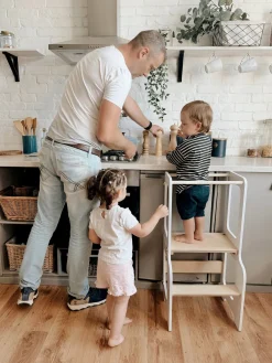 Børnemøbler|FamilySCL Family-scl 4-i-1 Læringstårn, Hvid