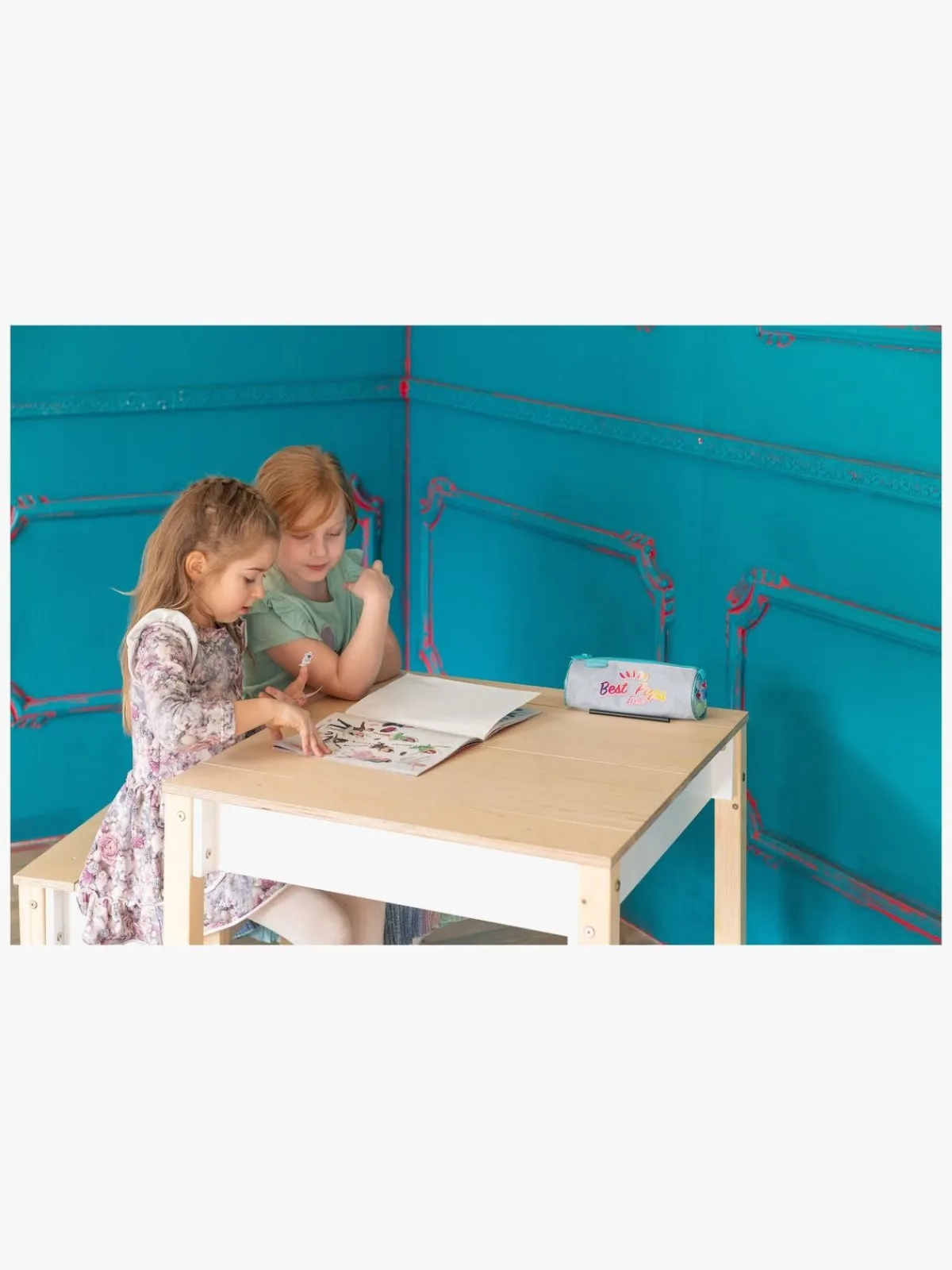 Børn FamilySCL Family-scl Smart Opbevaring Bord med Stol, Hvid