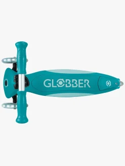 Globber Løbehjul-Primo Sammenklappelig Plus Lights V2 Trehjulet Løbehjul, Aqua blå