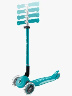 Globber Løbehjul-Primo Sammenklappelig Plus Lights V2 Trehjulet Løbehjul, Aqua blå