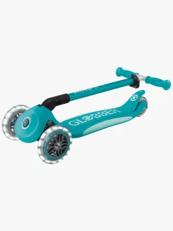 Globber Løbehjul-Primo Sammenklappelig Plus Lights V2 Trehjulet Løbehjul, Aqua blå