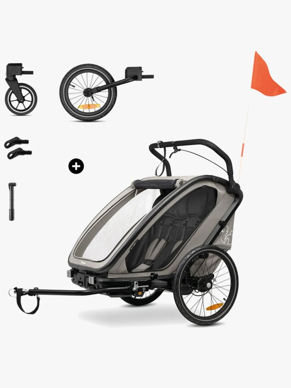 Aktivitetsvogne|Hauck Bike N Walk Cykelanhænger, Light Grey