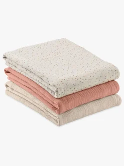 Hauck Stofbleer, Nusseklude & Babytæpper-Cuddle N Clean Tæppe/ Stofble i Musselin 3-pak, Beige Dots/Cork/Beige