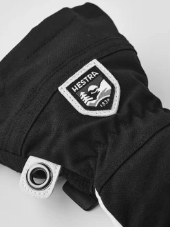 Børn Hestra Army Leather Heli Ski Handsker, Sort