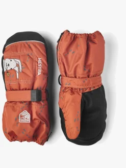 Børn Hestra Tilbehør-Vanter Baby Zip Long, Orange Print
