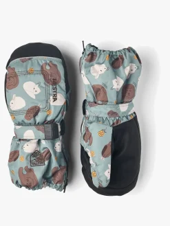 Børn Hestra Vanter Baby Zip Long, Sea blue Print