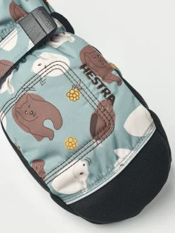 Børn Hestra Vanter Baby Zip Long, Sea blue Print