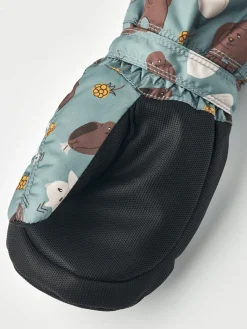 Børn Hestra Vanter Baby Zip Long, Sea blue Print