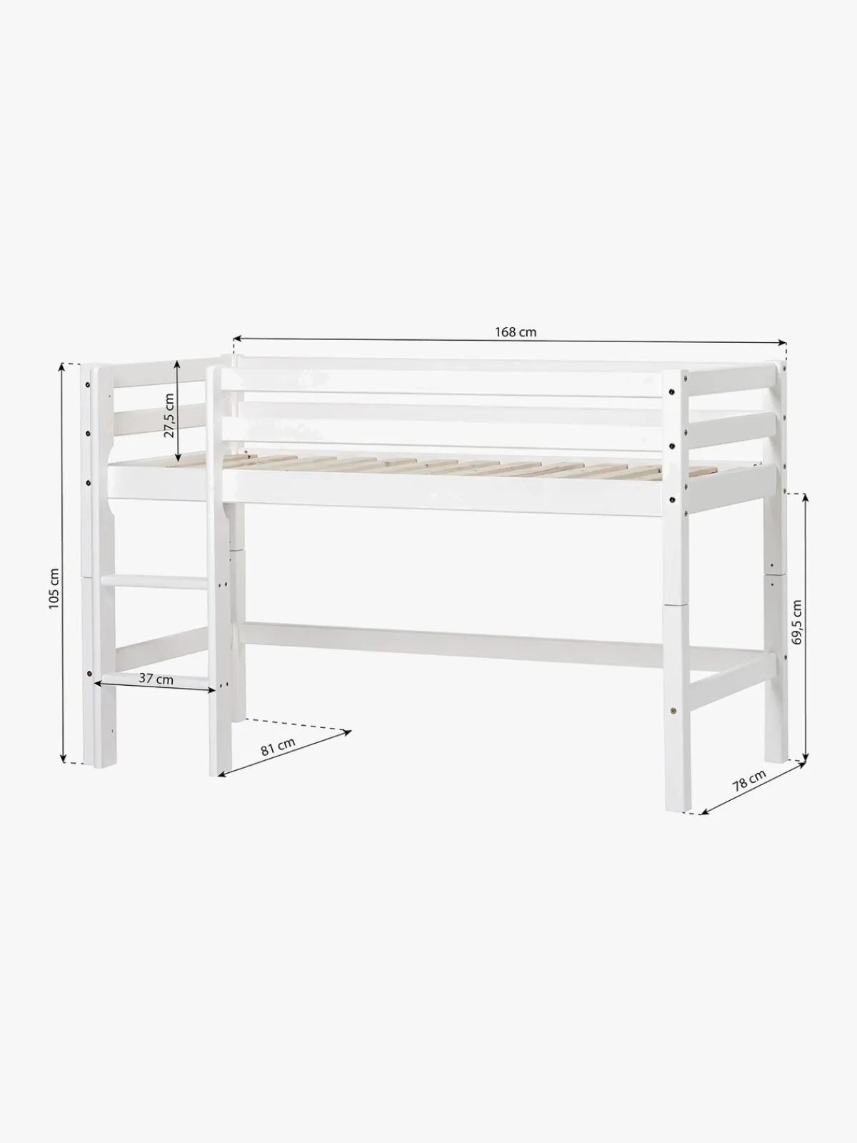 Børn Hoppekids Børnesenge & Tilbehør-Basic Halvhøj Seng 70x160, Hvid