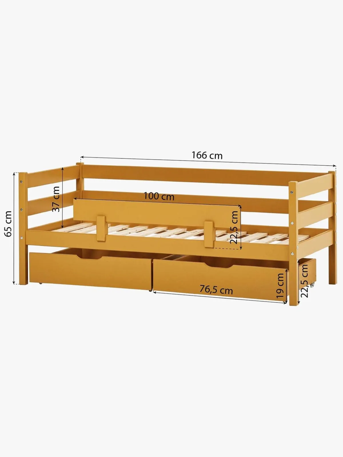 Børnesenge & Tilbehør|Hoppekids ECO Comfort Enkeltseng 70x160, Yellow