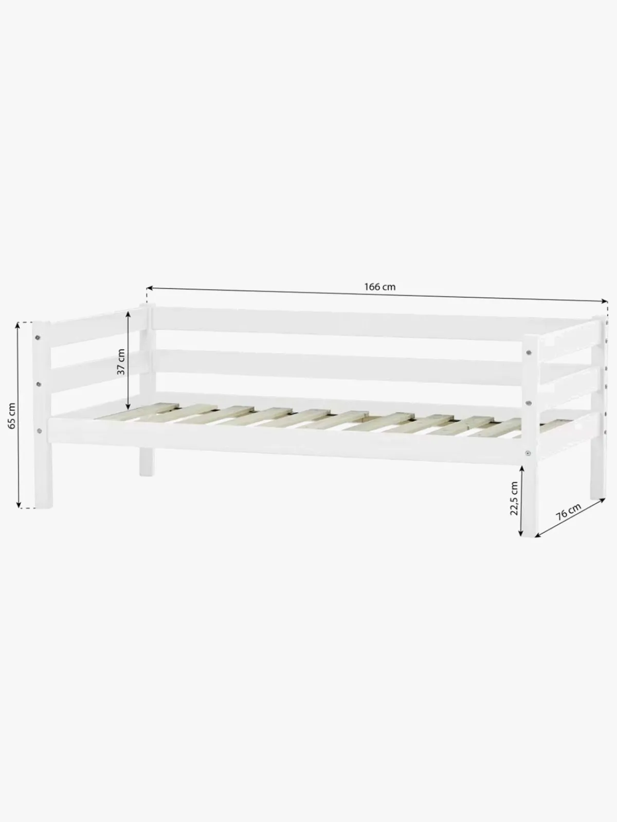 Børn Hoppekids Børnesenge & Tilbehør-ECO Comfort Enkeltseng med Sengehest 70x160, Hvid