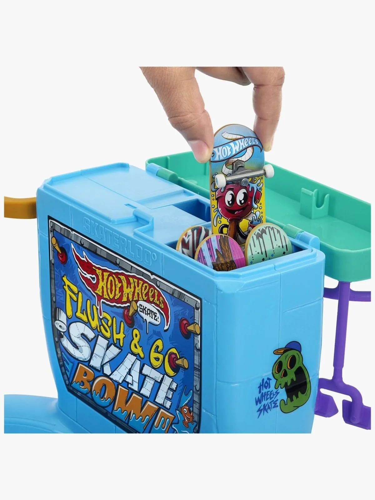 HotWheels Legetøjsfigurer-Hot Wheels Flush & Go Fingerskateboard inkl. Skatebowl