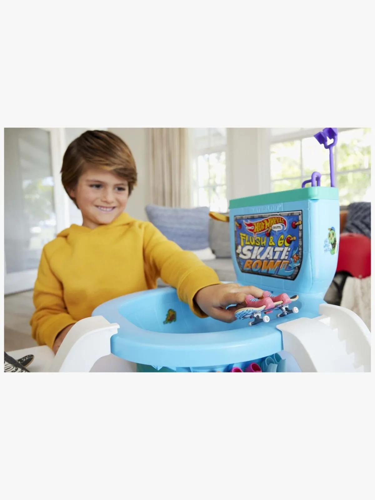 HotWheels Legetøjsfigurer-Hot Wheels Flush & Go Fingerskateboard inkl. Skatebowl