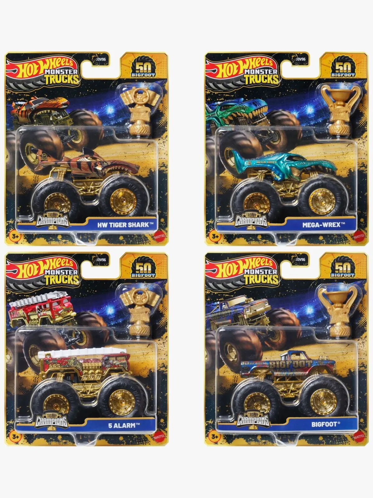 HotWheels Legetøjsbiler & -Fartøjer-Hot Wheels Monstertrucks Bigfoot Trophy Champions Bil Blandet Udvalg