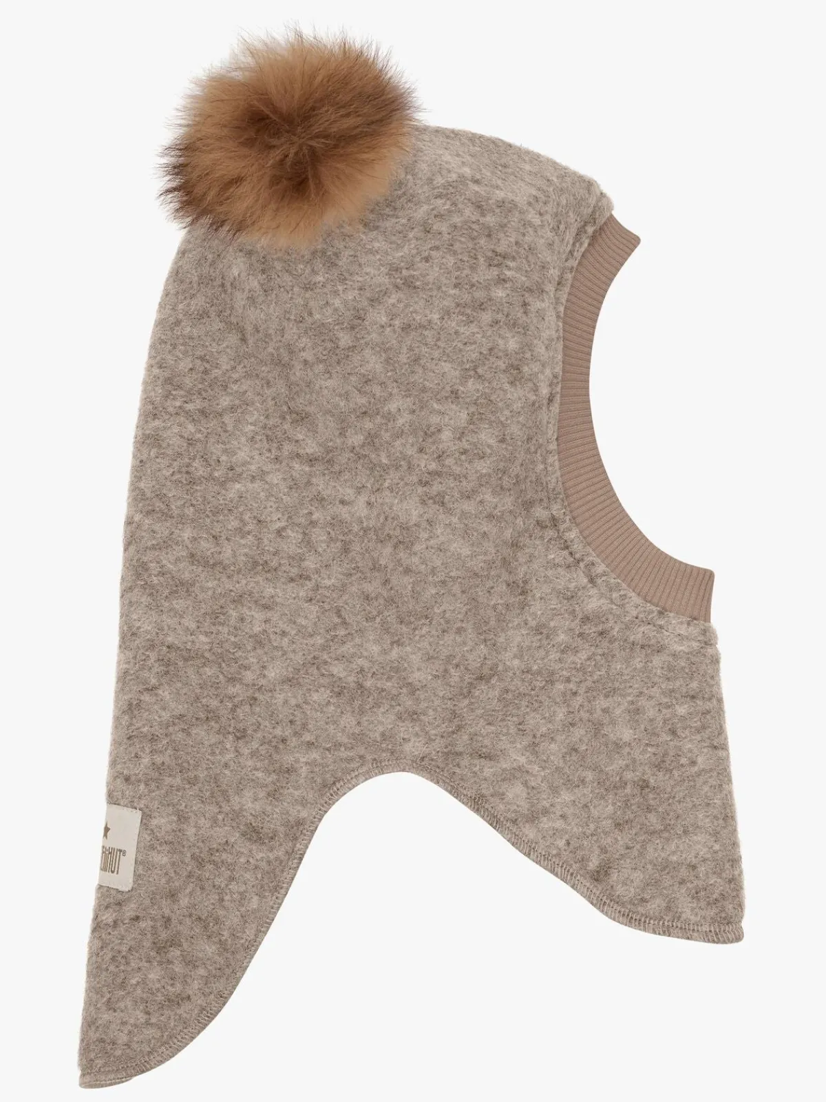 Børn Huttelihut Tilbehør|Uldtøj-Elefanthue i Uld med Pomponer, Camel Melange