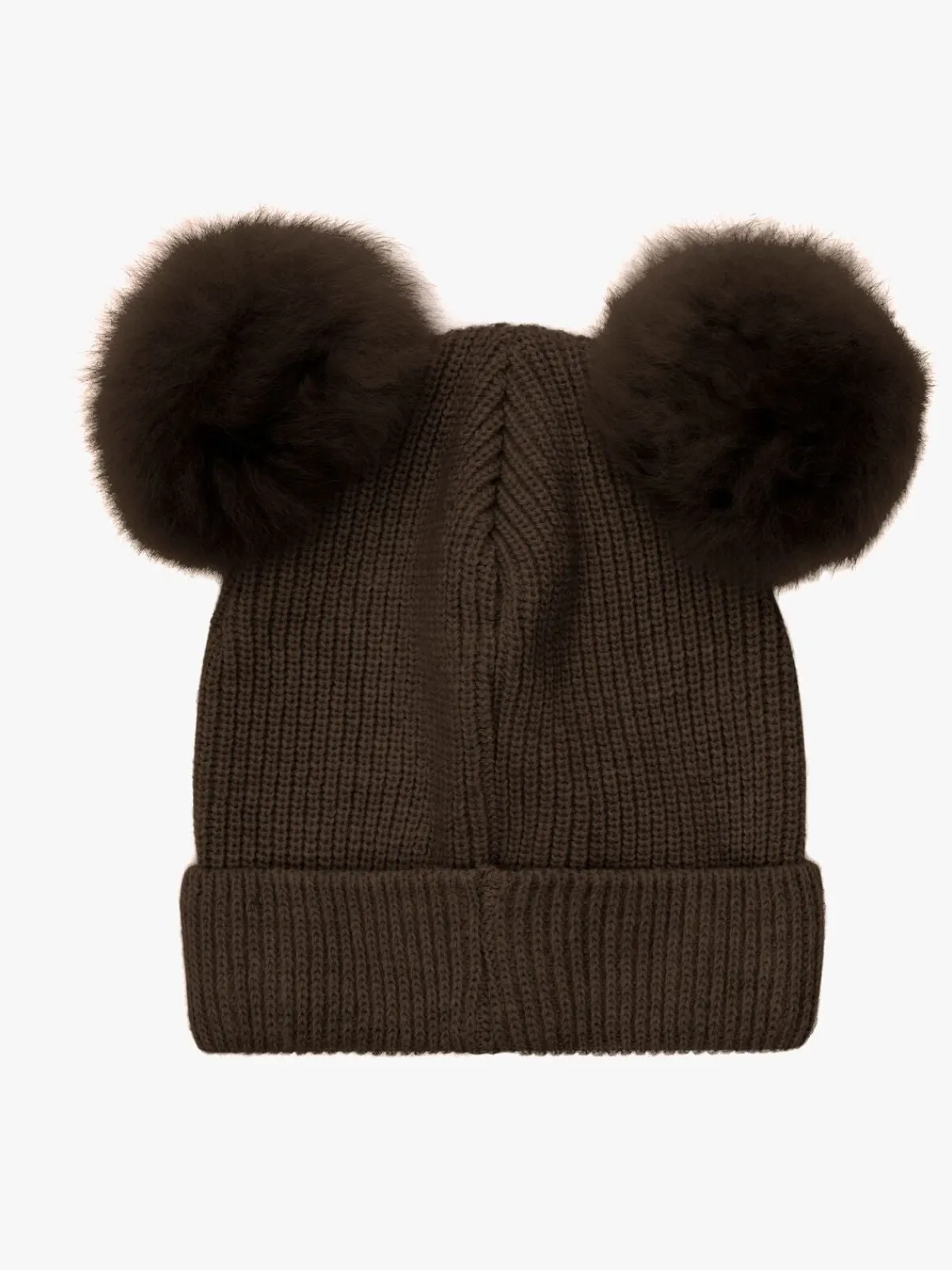 Børn Huttelihut Hue Merinould med Pomponer Alpaka, Dark Brown Melange