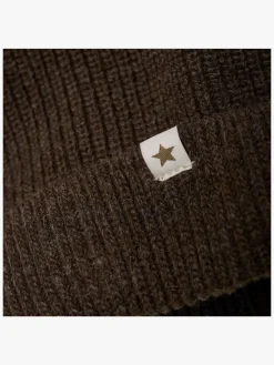 Børn Huttelihut Hue Merinould med Pomponer Alpaka, Dark Brown Melange