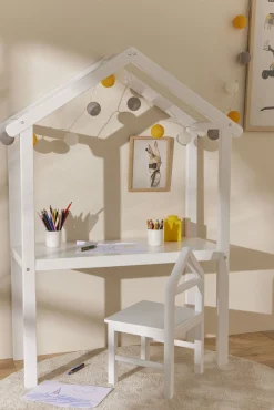 Børnemøbler|JLY Huset Skrivebord med Stol, Hvid