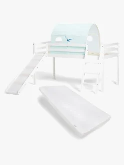 Børn JLY TYRA Juniorseng med Rutsjebane & Madras 90x190, Hvid