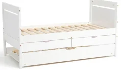 Børn JLY 70x140 Juniorseng med Ekstraseng + Opbevaringskasser, Hvid