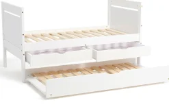 Børn JLY 70x140 Juniorseng med Ekstraseng + Opbevaringskasser, Hvid