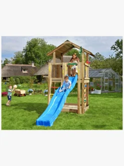 JungleGym Jungle Gym Chalet Legetårn med Blå Rutsjebane