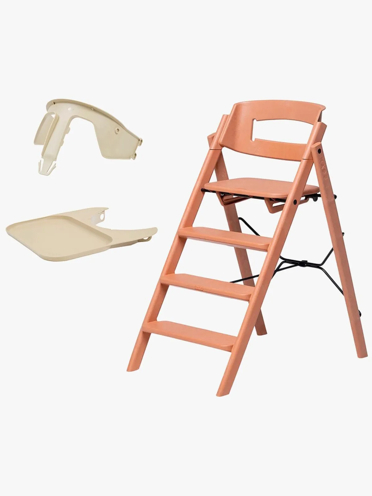 KAOS Klapp Højstol Recycled inkl. Beskyttelsesbøjle & Bakke, Terracotta Pink/Desert Sand