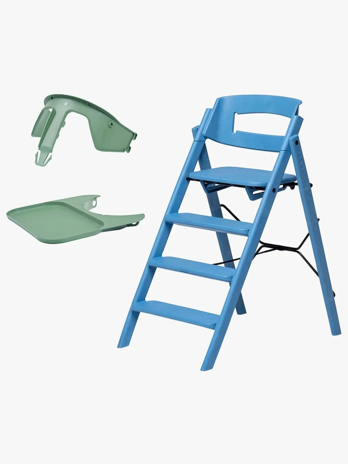 KAOS Højstole & Tilbehør-Klapp Højstol Recycled inkl. Beskyttelsesbøjle & Bakke, Swedish Blue/Mineral Green