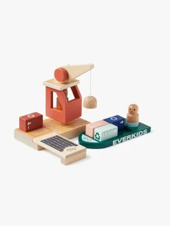 KidsConcept Legetøjsbiler & -Fartøjer-Kids Concept Containerhavn Aiden Legesæt