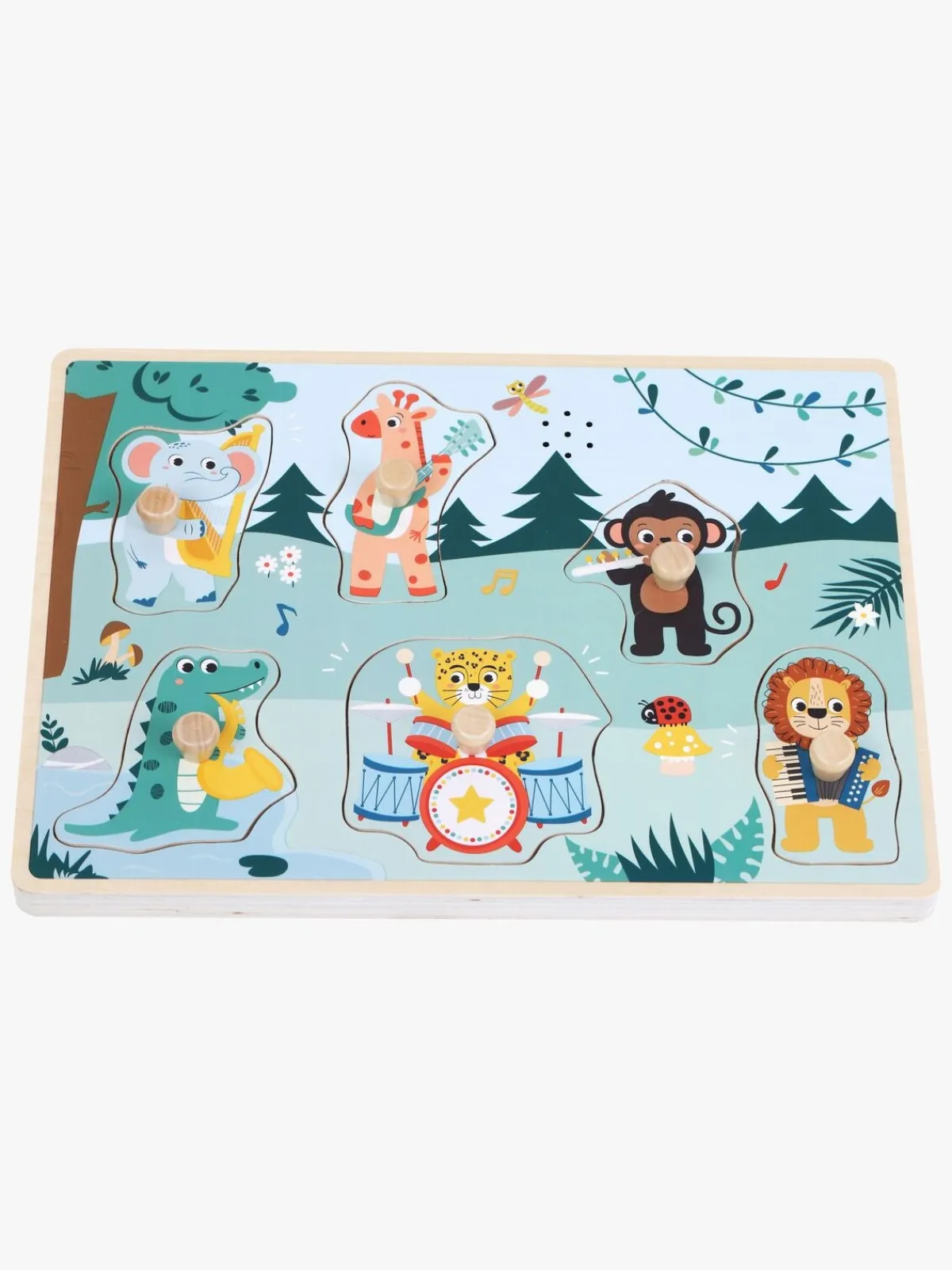 Kinder and Kids Spil & Puslespil-Knoppuslespil Vilde Dyr med Musik 6 Brikker