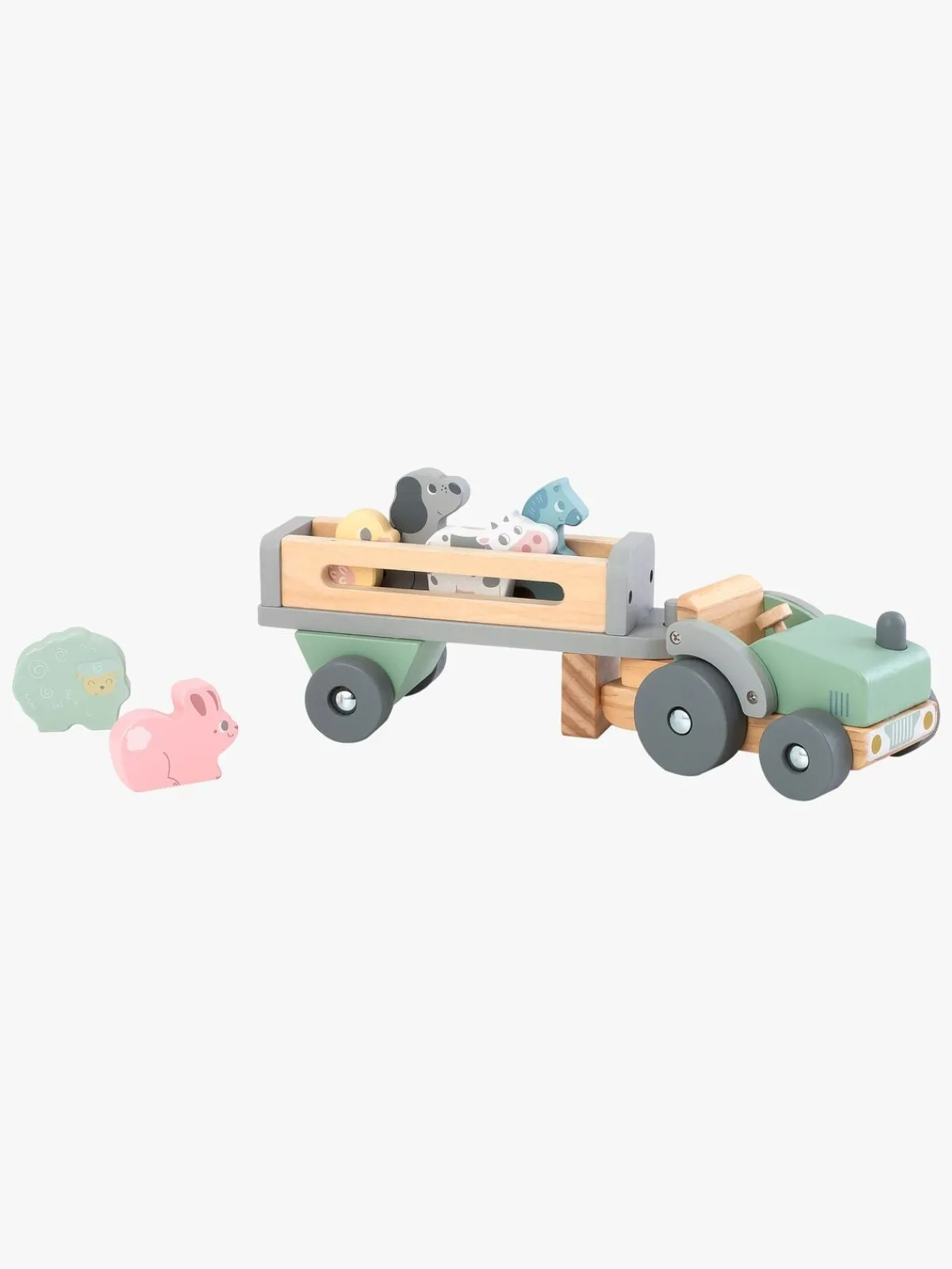 Kinder and Kids Legetøjsbiler & -Fartøjer-Traktor med Trailer og Dyr