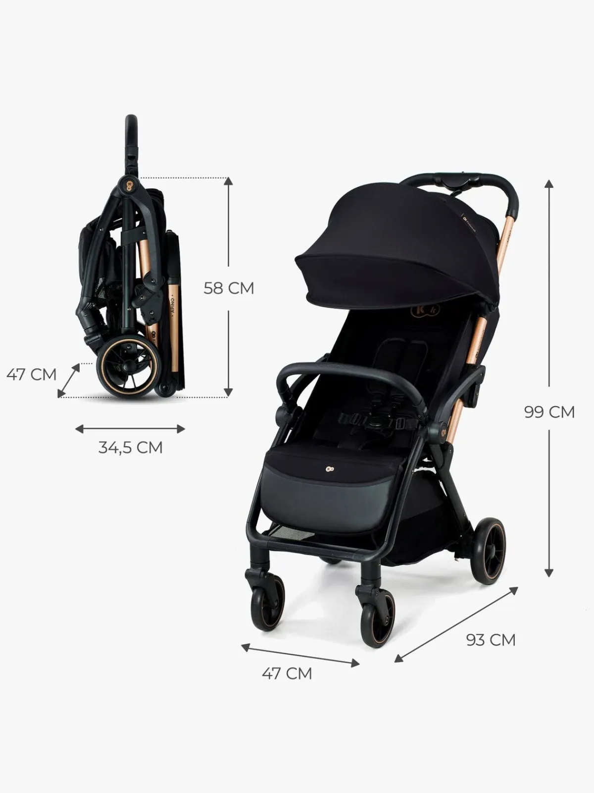Kinderkraft Rejseklapvogne-APINO Klapvogn, Raven Black