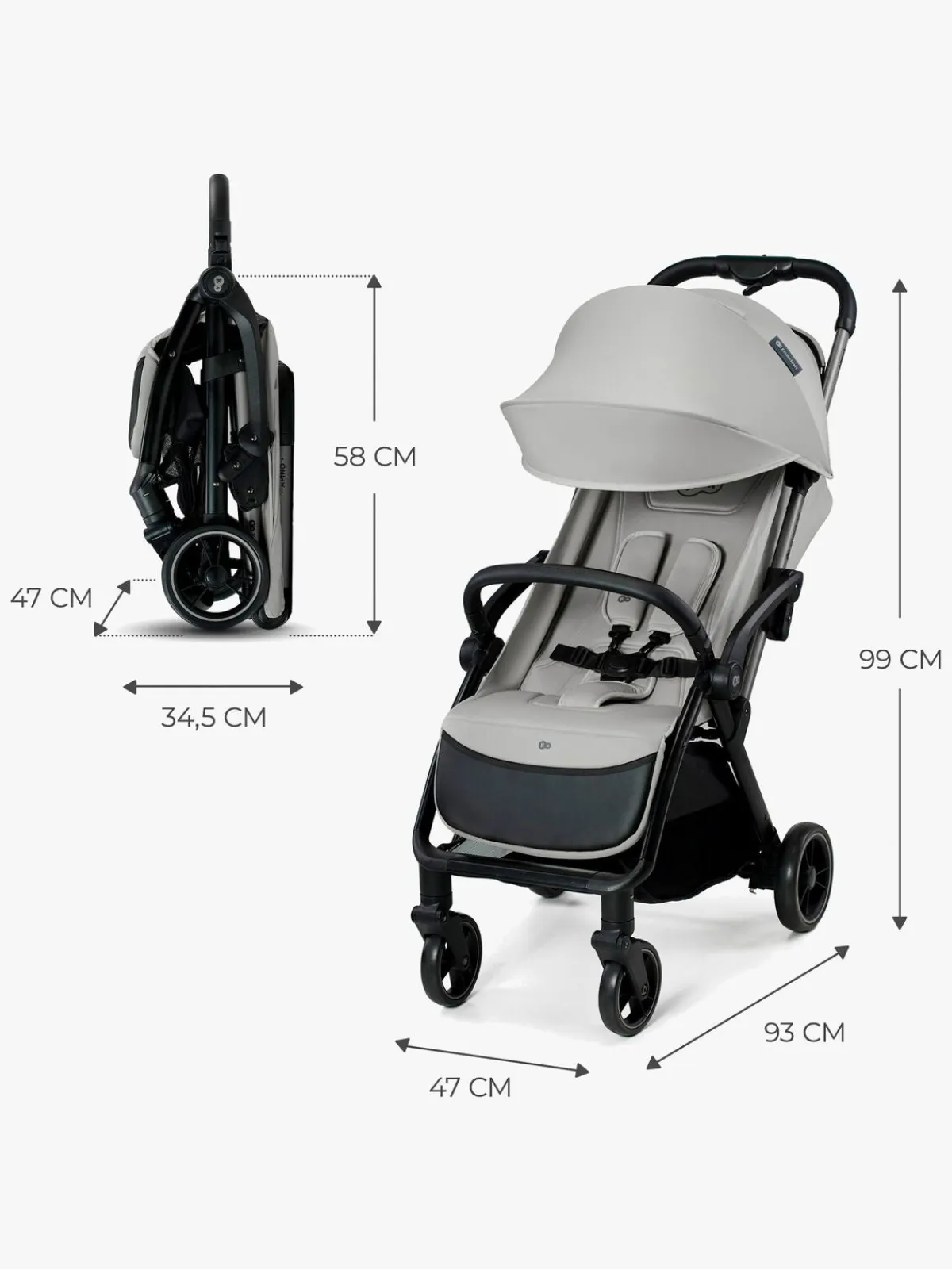 Kinderkraft Rejseklapvogne-APINO Klapvogn, Dove Grey