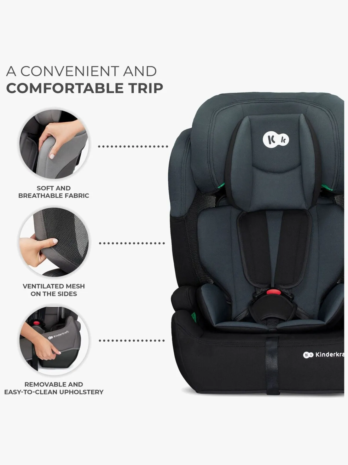 Kinderkraft Autostole 9-36 Kg-COMFORT UP i-Size Autostol, Black