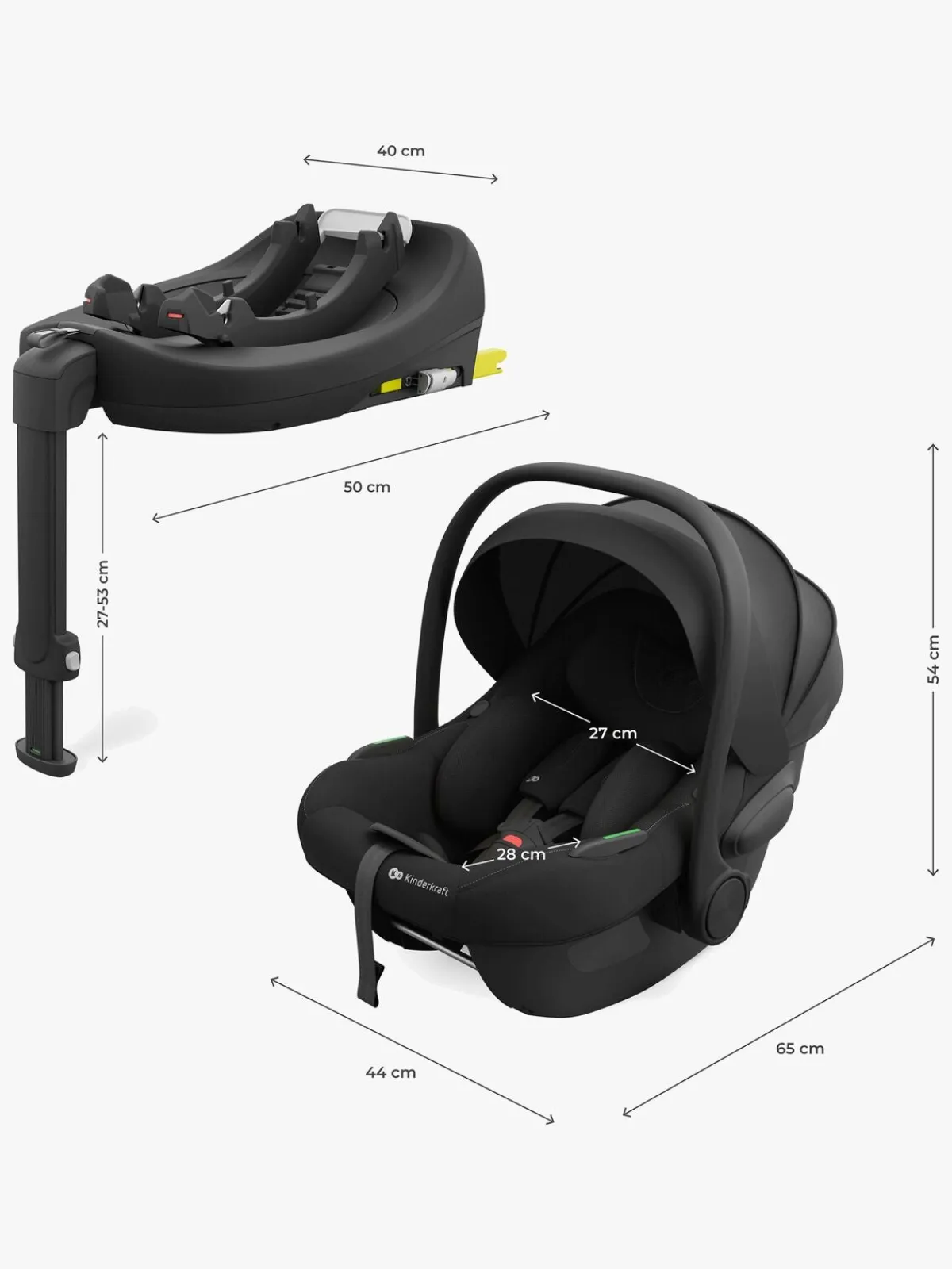 Autostole 9-36 Kg|Autostole 0-13 Kg|Kinderkraft ENDURA SAFE Modulsystem, Black Sort