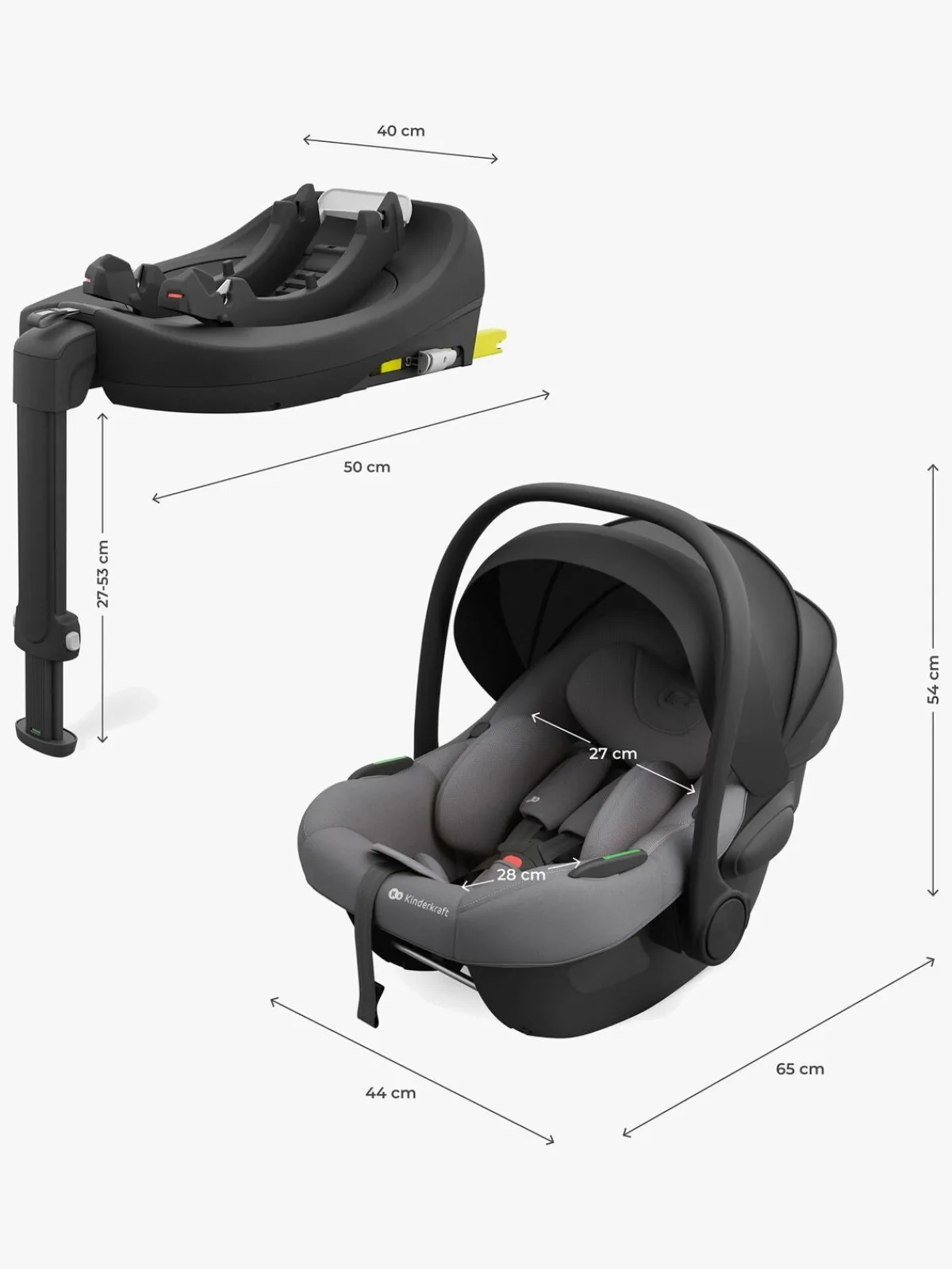 Kinderkraft Autostole 9-36 Kg|Autostole 0-13 Kg-ENDURA SAFE Modulsystem, Grey