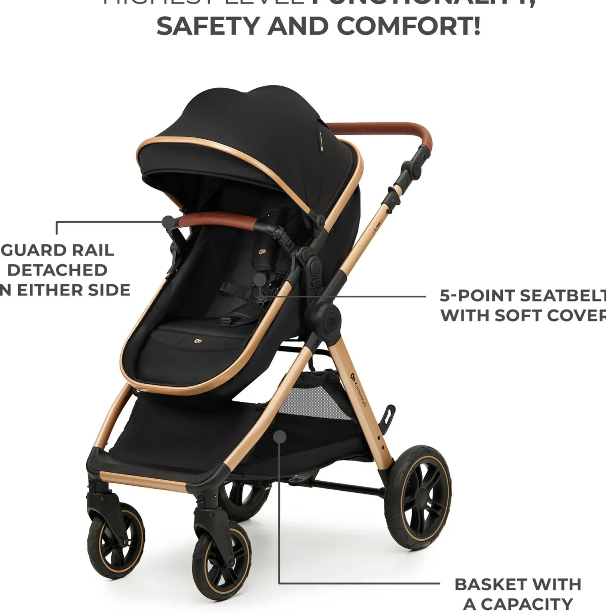 Kinderkraft Duo- & Kombivogne-ESME 2-in-1 Duovogn, Pure Black
