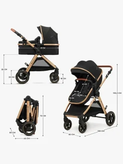 Kinderkraft Duo- & Kombivogne-ESME PRO 3-in-1 Duovogn Travelsystem, Pure Black