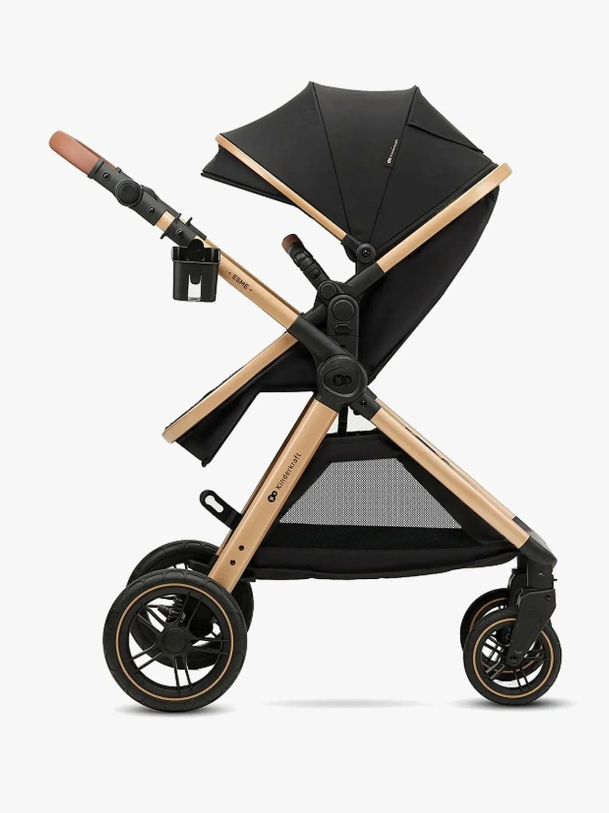 Kinderkraft Duo- & Kombivogne-ESME PRO 3-in-1 Duovogn Travelsystem, Pure Black