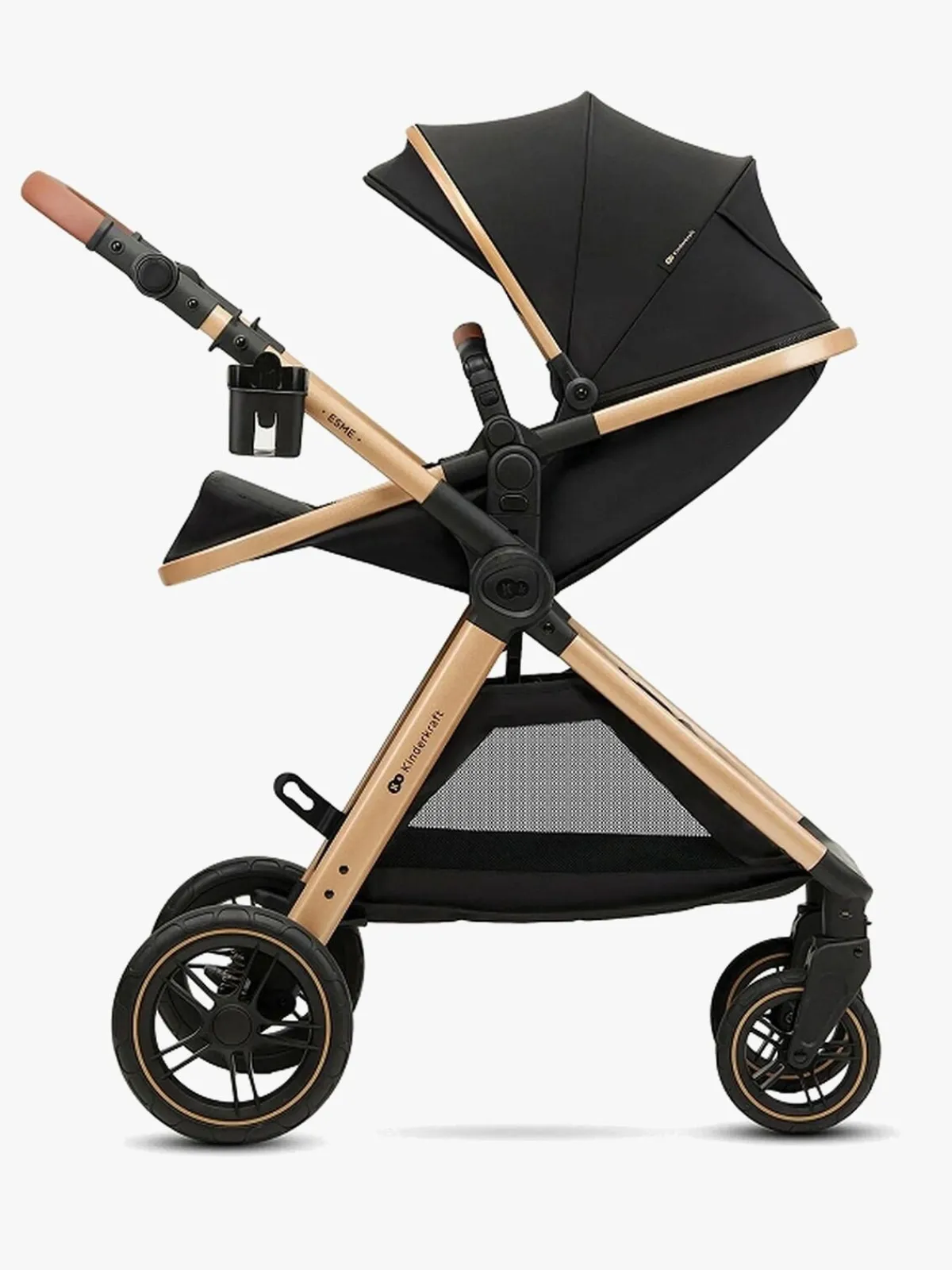 Kinderkraft Duo- & Kombivogne-ESME PRO 3-in-1 Duovogn Travelsystem, Pure Black
