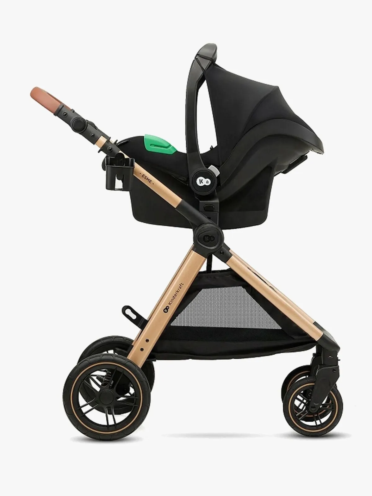 Kinderkraft Duo- & Kombivogne-ESME PRO 3-in-1 Duovogn Travelsystem, Pure Black