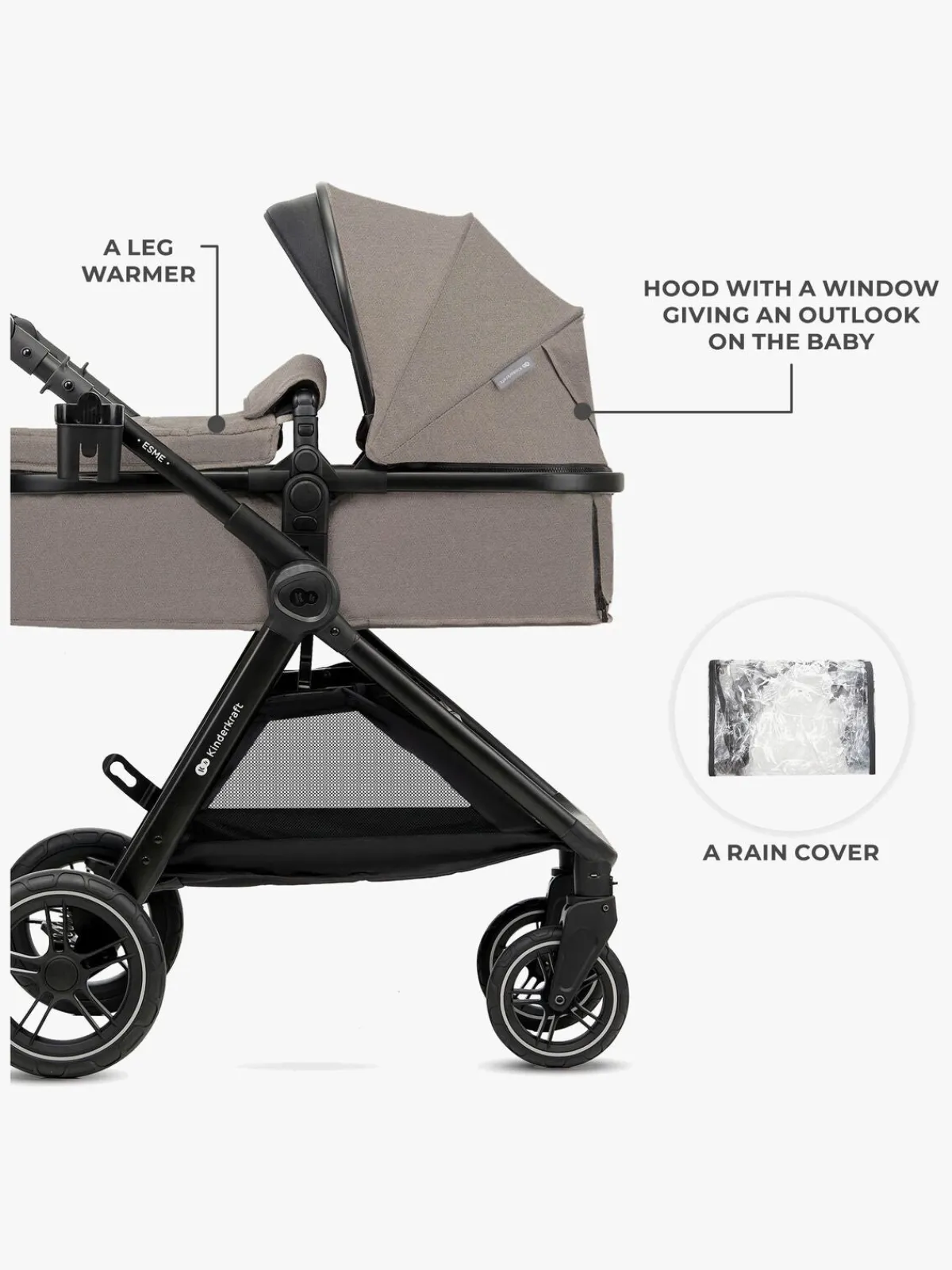 Kinderkraft ESME PRO 3-in-1 Duovogn Travelsystem, Sand